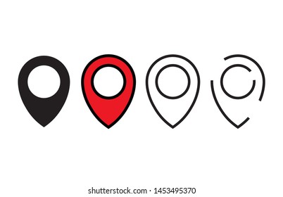 Red, black and line maps pin. Location map icon vector
