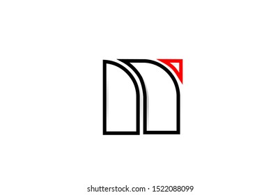 red black line N letter logo alphabet for icon design. For a logotype on a company or business.