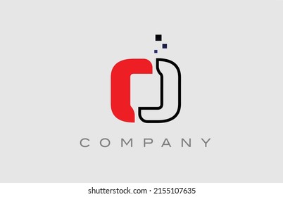 red black line O alphabet letter logo icon. Creative design template for business and company