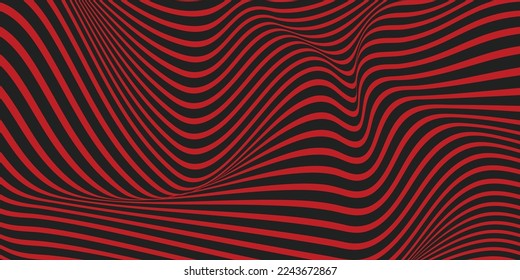 Red and black line wave background
