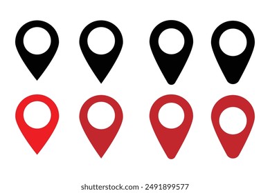 red  black Location icon or map pin icon symbol. vector illustration