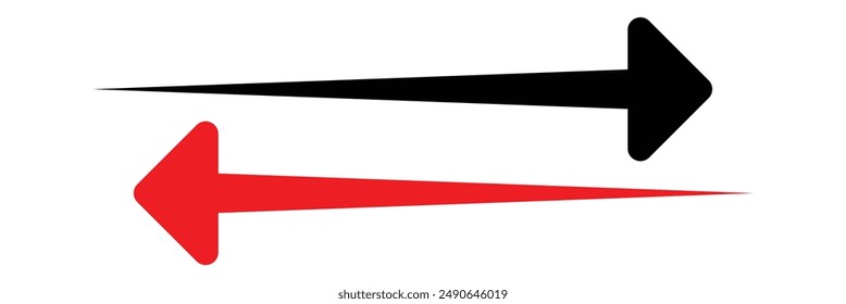 Red and black Long arrows icon set. Arrow pointing. Vector set of trendy long arrows left and right in flat style  circle .  arrow vector set.