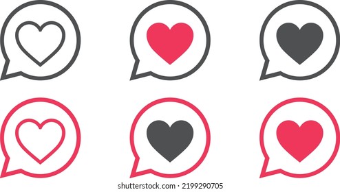 red and black love hearts set of icons