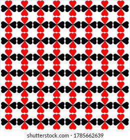 Red and Black love pattern, Graphic pattern template. 