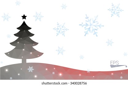 red black low poly style christmas tree vector illustration consisting of triangles. Abstract triangular poly origami or crystal design of New Years celebration. Isolated on white background