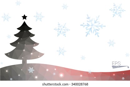 red black low poly style christmas tree vector illustration consisting of triangles. Abstract triangular poly origami or crystal design of New Years celebration. Isolated on white background