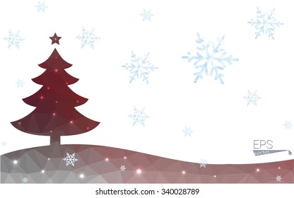 red black low poly style christmas tree vector illustration consisting of triangles. Abstract triangular poly origami or crystal design of New Years celebration. Isolated on white background