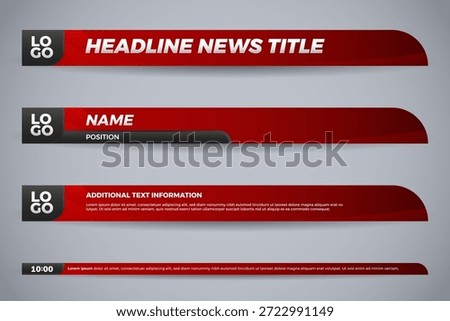 Red and Black Lower Third News Graphics with Logo and Text Layout for Broadcast and Video Editing