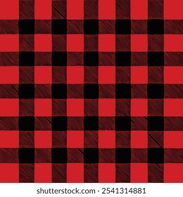 Red and Black Lumberjack seamless pattern. Buffalo Check Texture for clothes, Textile Design, Packaging Design, Digital Art, Social Media Graphics. Buffalo Plaid