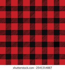 Red and Black Lumberjack seamless pattern. Buffalo Check Texture for clothes, Textile Design, Packaging Design, Digital Art, Social Media Graphics. Buffalo Plaid