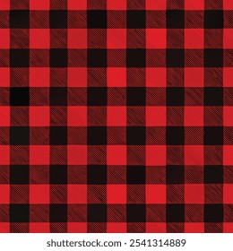 Red and Black Lumberjack seamless pattern. Buffalo Check Texture for clothes, Textile Design, Packaging Design, Digital Art, Social Media Graphics. Buffalo Plaid