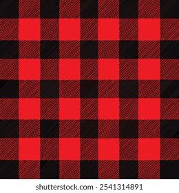 Red and Black Lumberjack seamless pattern. Buffalo Check Texture for clothes, Textile Design, Packaging Design, Digital Art, Social Media Graphics. Buffalo Plaid