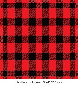 Red and Black Lumberjack seamless pattern. Buffalo Check Texture for clothes, Textile Design, Packaging Design, Digital Art, Social Media Graphics. Buffalo Plaid