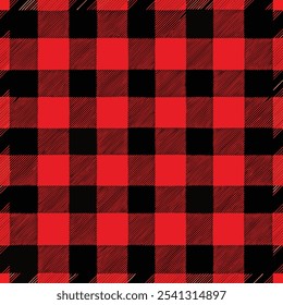 Red and Black Lumberjack seamless pattern. Buffalo Check Texture for clothes, Textile Design, Packaging Design, Digital Art, Social Media Graphics. Buffalo Plaid