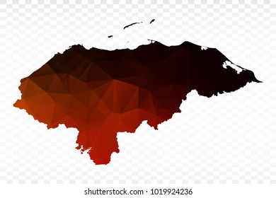 Red and black map polygonal-Honduras map. Multicolored country map in geometric triangle style for your infographics and earth template for website. Vector illustration eps 10.