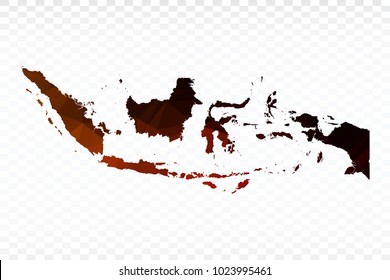 Red and black map polygonal-Indonesia map. Multicolored country map in geometric triangle style for your infographics and earth template for website. Vector illustration eps 10.