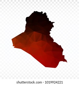 Red and black map polygonal-Iraq map. Multicolored country map in geometric triangle style for your infographics and earth template for website. Vector illustration eps 10.