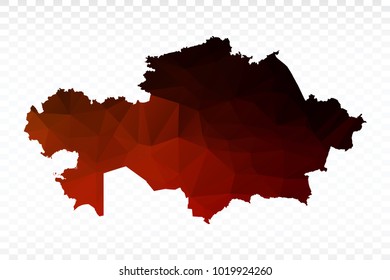 Red and black map polygonal-Kazakhstan map. Multicolored country map in geometric triangle style for your infographics and earth template for website. Vector illustration eps 10.