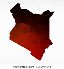 Red and black map polygonal-Kenya map. Multicolored country map in geometric triangle style for your infographics and earth template for website. Vector illustration eps 10.