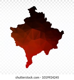Red and black map polygonal-Kosovo map. Multicolored country map in geometric triangle style for your infographics and earth template for website. Vector illustration eps 10.