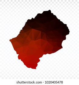 Red and black map polygonal-Lesotho map. Multicolored country map in geometric triangle style for your infographics and earth template for website. Vector illustration eps 10.