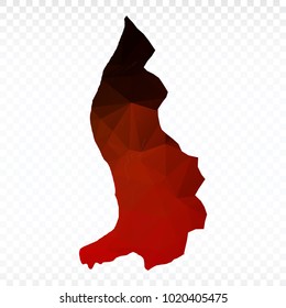 Red and black map polygonal-Liechtenstein map. Multicolored country map in geometric triangle style for your infographics and earth template for website. Vector illustration eps 10.
