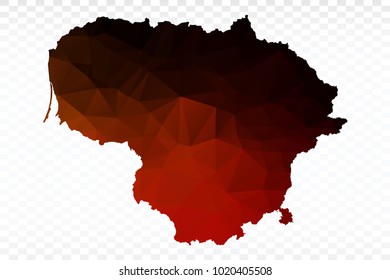 Red and black map polygonal-Lithuania map. Multicolored country map in geometric triangle style for your infographics and earth template for website. Vector illustration eps 10.