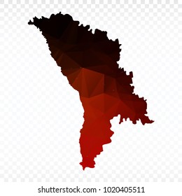 Red and black map polygonal-Moldova map. Multicolored country map in geometric triangle style for your infographics and earth template for website. Vector illustration eps 10.