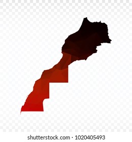 Red and black map polygonal-Morocco map. Multicolored country map in geometric triangle style for your infographics and earth template for website. Vector illustration eps 10.
