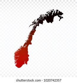 Red and black map polygonal-Norway map. Multicolored country map in geometric triangle style for your infographics and earth template for website. Vector illustration eps 10.