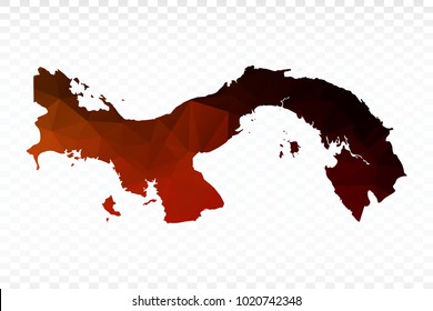 Red and black map polygonal-Panama map. Multicolored country map in geometric triangle style for your infographics and earth template for website. Vector illustration eps 10.