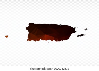 Red and black map polygonal-Puerto Rico map. Multicolored country map in geometric triangle style for your infographics and earth template for website. Vector illustration eps 10.
