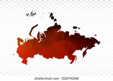 Red and black map polygonal-Russia map. Multicolored country map in geometric triangle style for your infographics and earth template for website. Vector illustration eps 10.