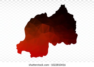 Red and black map polygonal-Rwanda map. Multicolored country map in geometric triangle style for your infographics and earth template for website. Vector illustration eps 10.