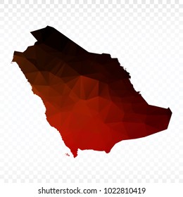 Red and black map polygonal-Saudi Arabia map. Multicolored country map in geometric triangle style for your infographics and earth template for website. Vector illustration eps 10.