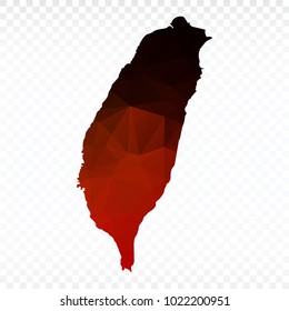 Red and black map polygonal-Taiwan map. Multicolored country map in geometric triangle style for your infographics and earth template for website. Vector illustration eps 10.