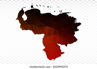 Red and black map polygonal-Venezuela map. Multicolored country map in geometric triangle style for your infographics and earth template for website. Vector illustration eps 10.