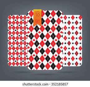 Red and black maple argyle and chevron pattern. Canada theme background.