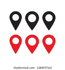Red and black maps pin. Location map icon. Location pin. Pin icon vector.