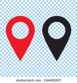 Red and black maps pin. Location map icon. Location pin. Pin icon vector.