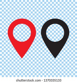 Red and black maps pin. Location map icon. Location pin. Pin icon vector.