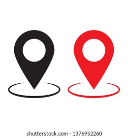 Red and black maps pin. Location map icon. Location pin. Pin icon vector.