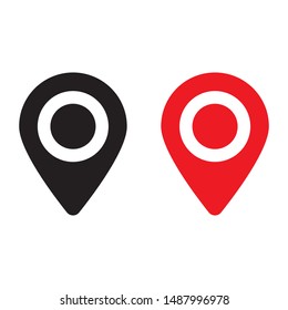 Red and black maps pin. Location map icon. Location pin. Pin icon vector.