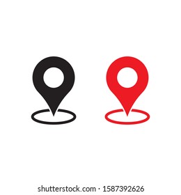 Red and black maps pin. Location map icon. Location pin. Pin icon vector.
