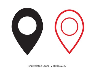 Red and black maps pin. Location map icon. Location pin. Pin icon vector.