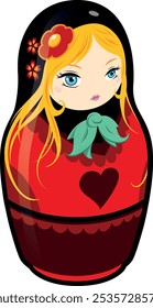 boneca Matrioshka vermelha e preta