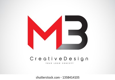 Red and Black MB M B Letter Logo Design in Black Colors. Creative Modern Letters Vector Icon Logo Illustration.