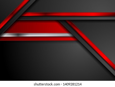 Red, black and metallic abstract hi-tech background. Vector geometric design