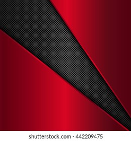 Red and black metallic background. Abstract vector metal background