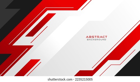 Red and black minimal geometric tech white background vector